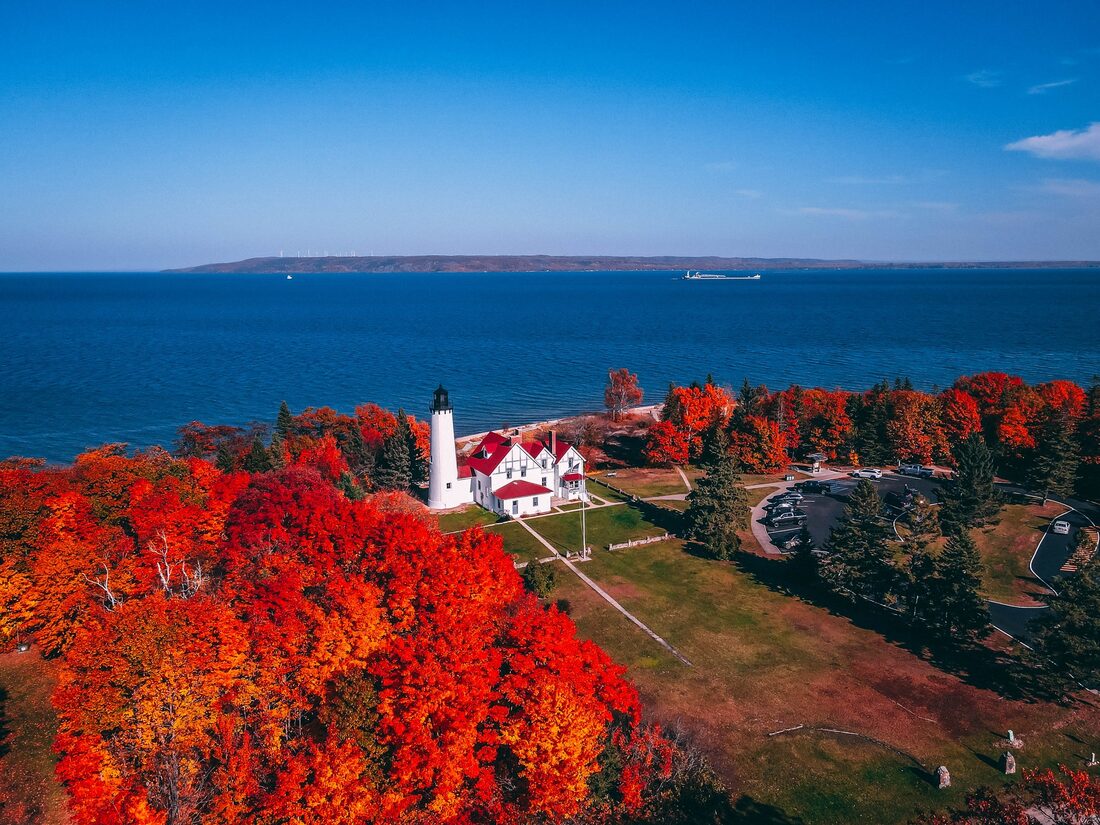 Autumn colors over Lake Superior in the Upper Peninsula